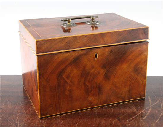 Early 19th century mahogany rectangular tea caddy(-)